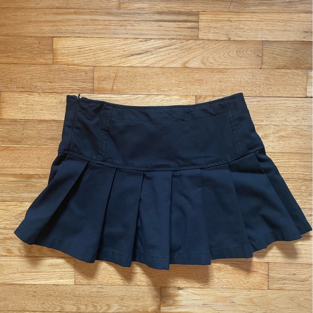 Black Pleated Mini Skirt with Shorts